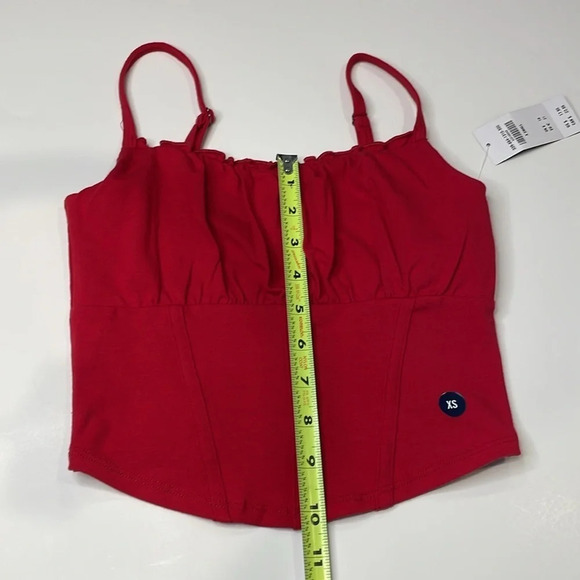 Hollister Red crop corset tank top Women juniors extra small XS ruched boning - Picture 2 of 13